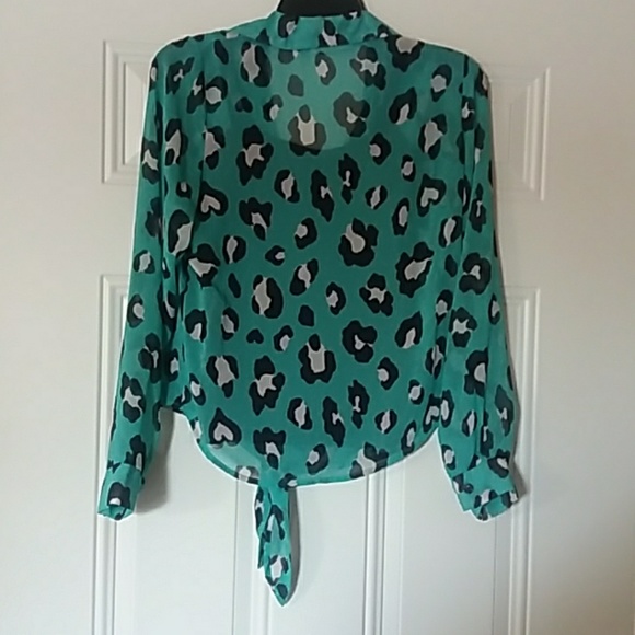 A' gaci. Made in the USA. Sheer turquoise blouse. - Picture 2 of 2